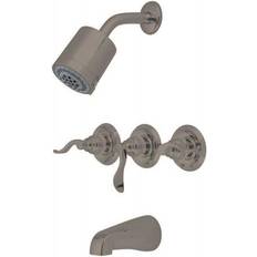 Kingston Brass KB8238NFL NuWave French Tub & Shower Faucet with 3 Handle Satin Nickel Nichel Spazzolato
