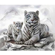 Vita Diamond Paintings Pracht Creatives Hobby 5 D diamantmålning bild vit tigermamma 40 x 30 cm, gör-det-själv diamantmålning, glitter