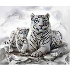 Pracht Diamond Painting Tigermama mit Jungtier, Bastelset