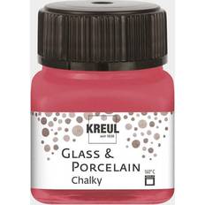 Röda Glasfärger Kreul 16634 – Glas och porslin Chalky Cozy Red, 20 ml glas, mild – matt vattenbaserad glas- och porslinsmålningsfärg, snabbtorkande, täckande