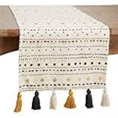 Yellow Tablecloths Saro Lifestyle 5012.M1672B 72 Diamond Dash Tablecloth Brown, Yellow, Blue