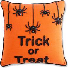 Complete Decoration Pillows sale Inch Square Beaded TRICK OR TREAT Spiders Komplettes Dekokissen Schwarz, Orange