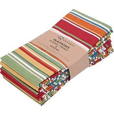 Cotton Cloth Napkins Cotton Multi-Stripe Square Kitchen Cloth Napkin Brown, Orange, Blue