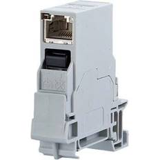 Gråa Data- & Nätverksuttag Metz Connect 1401206113KE Network outlet DIN rail CAT 6 Light grey