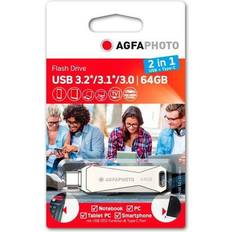 AGFAPHOTO Memorias USB AGFAPHOTO usb 3.0 2in1 64gb usb-typec