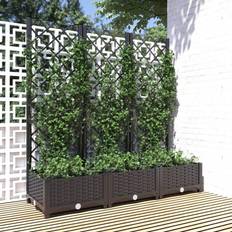 Pots, Plants & Cultivation vidaXL Garden Planter with Trellis Black PP Raised Bed Flower Box Plant