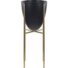 Vasi, Piante e Coltivazione Beliani Vaso Per Fiori In Metallo 16 x 16 x 41 cm Nero Ed Oro Lefki