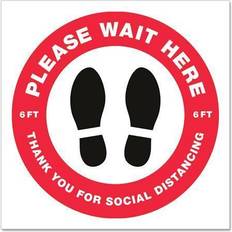 Red Workplace Signs Avery AVE83090 Decals Floor Please Wait Here Sign Wall Sticker Sign