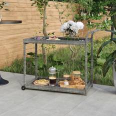 VidaXL Rektangulære Rulleborde vidaXL Barvogn 100 x 45 x 83 cm Polyrattan Grå Rullebord