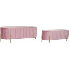 Guld Sittbänkar Dkd Home Decor Pink Golden Metal Settee Bench