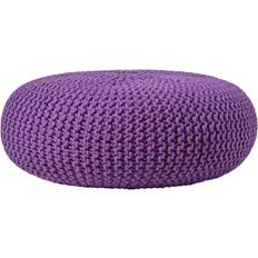 Homescapes Deep Purple Large Knitted Footstool Pouffe