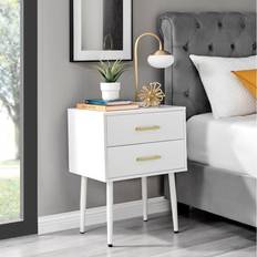 Furniturebox White/Gold Modern Bedside Table