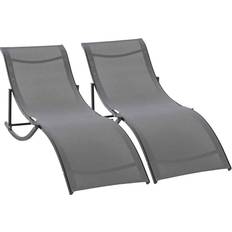 Garden & Outdoor Furniture OutSunny Set 2 Zero Gravity Lounge