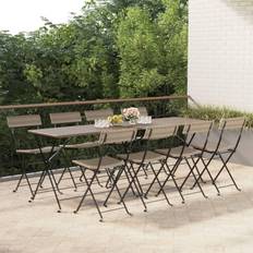 vidaXL Foldbare Bistrostole 8 Stk Polyrattan Og Stål Grå