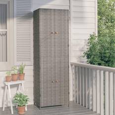 Rattan Hyndebokse Havemøbler vidaXL Opbevaringsskab Til Haven 59x40x180 cm Polyrattan Grå