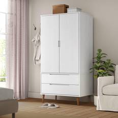 vidaXL Molde Bianco 90x55x175 cm Legno Massello di Pino Armadio
