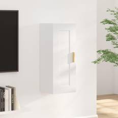 Marrone Mobili a Parete vidaXL Armadietto Muro Bianco Lucido 35x34x90 cm Legno Multistrato Mobile a Parete