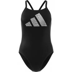 Elastan/Lycra/Spandex Badeanzüge Adidas 3 Bar Logo Swimsuit - Black/White