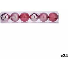 Plastic Christmas Tree Ornaments Set of 24 Pink Plastic Balls Ø 8 cm Christmas Tree Ornament