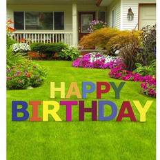 Party Supplies Happy Birthday Multi-Colored Yard Sign 13pcs Weather Resistant Plastic Stakes Included