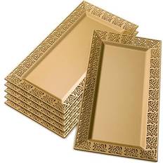 DISPOSABLE LACE TRAYS for Upscale Wedding and Dining 6 pc Gold 14” x 7.5”