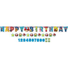 Party Garlands Amscan Super Mario Jumbo Add-An-Age Letter Banner