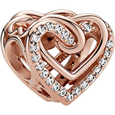 Pandora Sparkling Entwined Hearts Charm - Rose Gold/Transparent