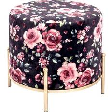 Or Tabourets Pouf Rond Pieds En Métal À Motifs Rose Tabouret