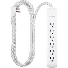 Power surge extension cord Philips 6-Outlet Surge Protector with 6ft Extension Cord, White