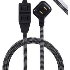 6 ft extension cord GE 3-Outlet Power Strip with 6 Ft. Braided Extension Cord gray and black