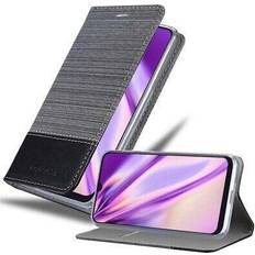 Cadorabo Book Jeans Optik Cover Galaxy A50 Smartphone Hülle, Grau, Schwarz