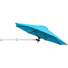 Costway 8ft Wall-Mounted Telescopic Folding Tilt Sun Umbrella-Blue