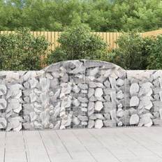 vidaXL Arched Gabion Baskets 2 Galvanised Iron Silver