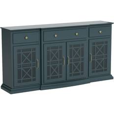 Blue Cabinets Walker Edison Furniture Co Landon Tiered Dark Teal Sideboard 59.8x30.5"