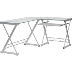 Techni Mobili L-Shaped Tempered Glass Top Writing Desk