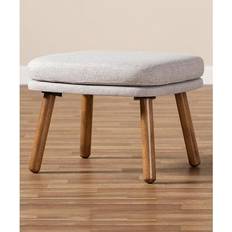 Brown Foot Stools Baxton Studio Ottomans Greyish Foot Stool