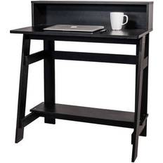 Black desk with hutch OneSpace Lennox Computer with Hutch Writing Desk