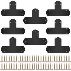 VEVOR Black T Bracket 6'' x 6'' 8 Pcs Powder-Coated T Mending Plate, 16 Gauge Steel T-Shaped Tie Flat Connector with Screws Set