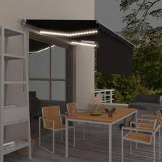 vidaXL Manual Retractable Awning With Blind LED 3.5x2.5m Anthracite