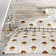 Fusion Highland Cow vändbart ockra, 1-pack Påslakan Grå, Beige, Brun, Gul