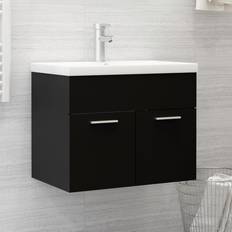 Muebles de Baño vidaXL Mueble Con Lavabo Madera De Ingeniería Negro