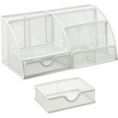 Desk Organiser Modern Look 13 x 28 x 14 cm White