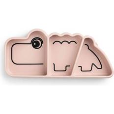 Done by Deer Silicone Stick and Stay plate Croco, Plates, Pink