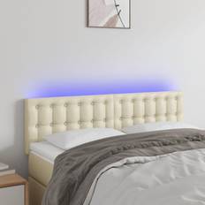 vidaXL LED gräddvit konstläder Sänggavel