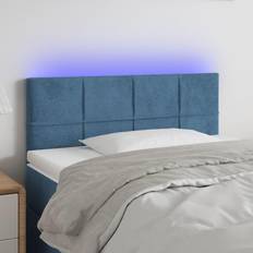 vidaXL LED-lys velour mørkeblå Sengegavl