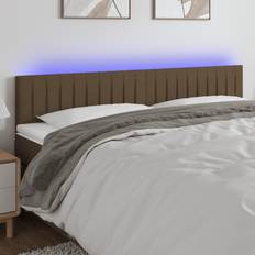 vidaXL LED-lys stof mørkebrun Sengegavl