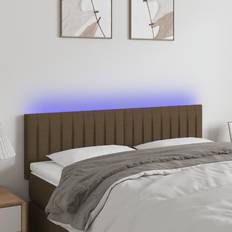 Senge & Madrasser vidaXL LED-lys stof mørkebrun Sengegavl
