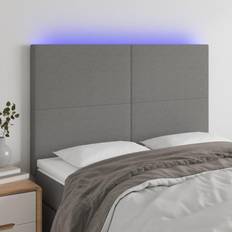 vidaXL LED mörkgrå tyg Sänggavel