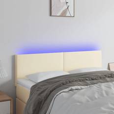 vidaXL LED gräddvit konstläder Sänggavel