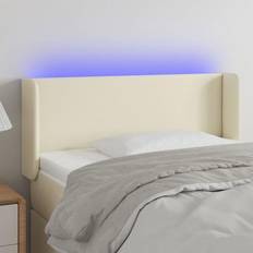 vidaXL LED gräddvit konstläder Sänggavel